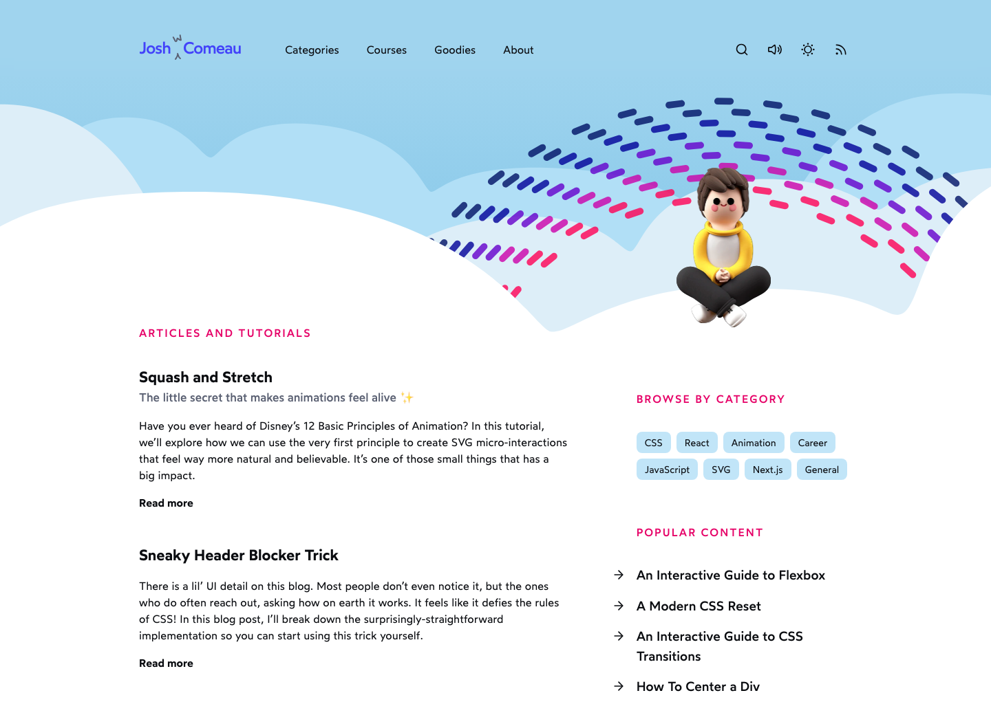 Homepage screenshot of joshwcomeau.com