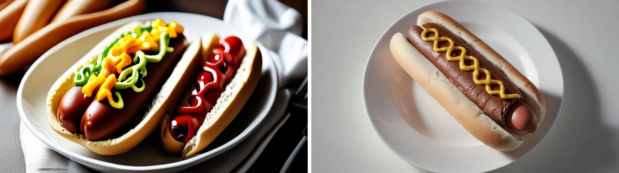 Beef Hot Dog: left, Cloudflare SDXL-Lightning; right, local RealVisXL